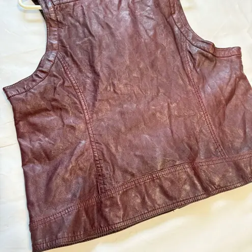 Burgundy Faux Leather Biker Vest iJeans by Buffalo XL – Chic & Edgy Red