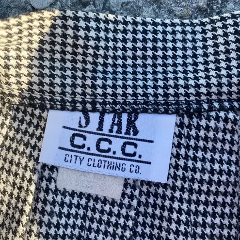 STAR C.C.C. City Clothing Co. Pleated Houndstooth Skirt Black Size 2