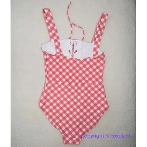 ONIA NEW Raquel Barbiecore pink gingham check raquel one piece swimsuit, size S