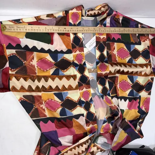 Soft Surroundings Margot Open Front Cardigan Kimono Geo Satin Art to Wear S/M