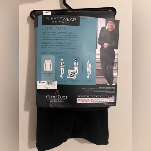 Cuddl Duds  Fleece Top Base Layer Winter Wear Black Cozy Warm Snuggly Small