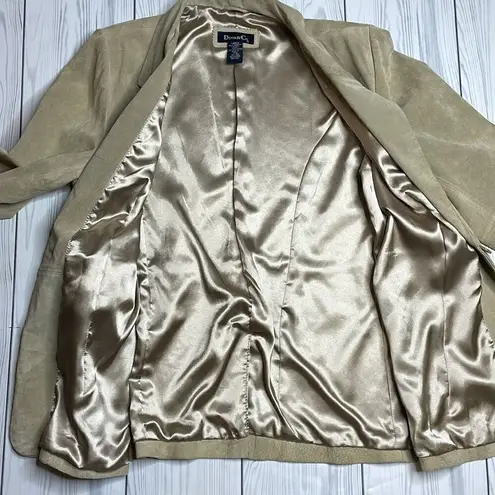 90s Vintage Suede Leather Blazer Jacket Light Tan Neutral Denim & Co Large