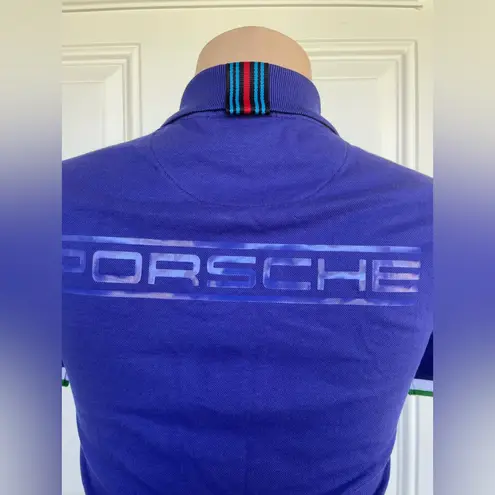 Porsche Martini Elegant Blue Polo Shirt with Sporty Details Size XXS