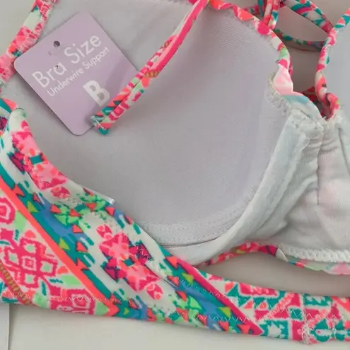 Coco Rave NWT 36B Nixie bandeau halter bikini top pink lightly padded swim