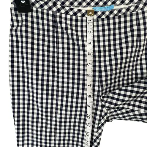 J. McLaughlin Georgina Ankle Pant Women 4 Blue White Gingham Check Stretch Preppy