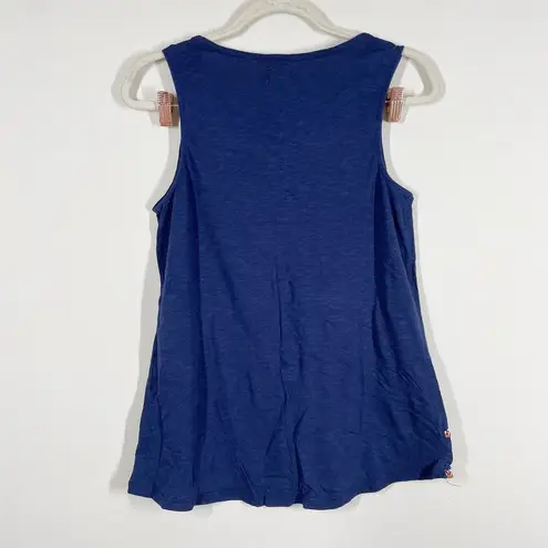 Caslon  Nordstrom Women's Embroidered Blouse Size M Tank Top Sleeveless Navy Blue