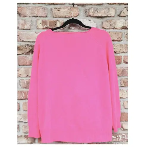 360 Cashmere  Jolene Neon Cashmere Pullover Sweater BARBIE PINK Large