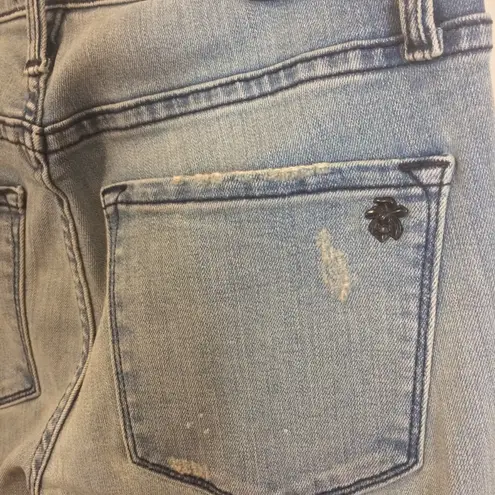 Black Orchid women's 27 stretchy splatter paint medium - light wash jeans 27x27