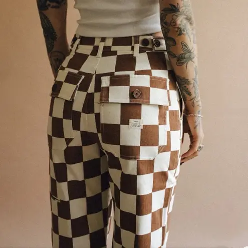 P&Co P& NWT 304 Service Fatigue Checkerboard High Waisted Straight Leg Pants 2 Reg - Image 6