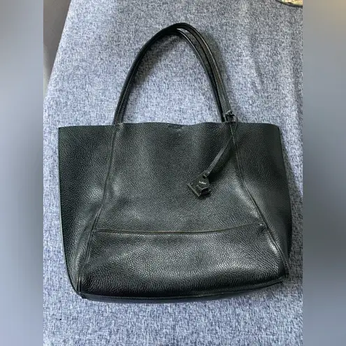 Botkier 100% Pebbled Leather Large Tote Handbag with Zipper Accents Snap Pocket