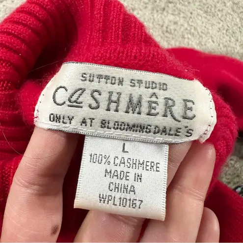 Sutton Studio Women’s 100% Cashmere Turtleneck Sweater Longsleeve in Hot Red L Size L
