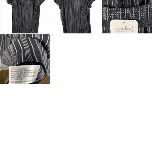 Isabel Maternity Grey Striped Short Sleeve Top Size S Maternity