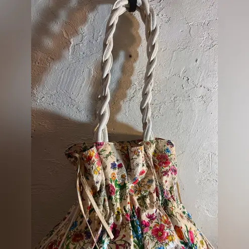 Floral Cream White Shoulder Bag Y2K braided handles vintage summer cottagecore