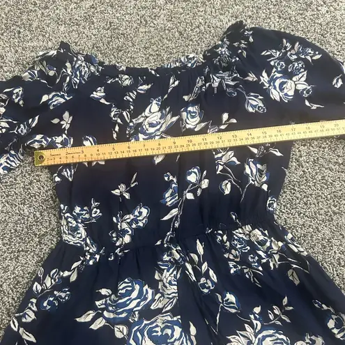 Angie  Blue White Floral Boho Romper – Size Large