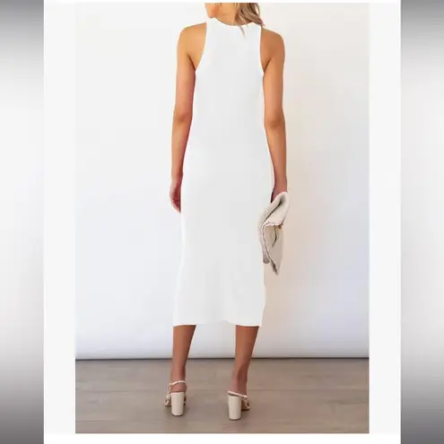 Amazon 💜 White Bodycon Midi Dress with Cutout in Ribbed fabric
