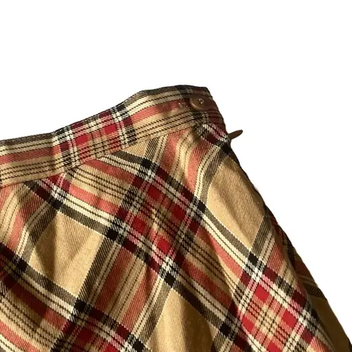 Sag Harbor Plaid Midi Skirt Tan Size 8P