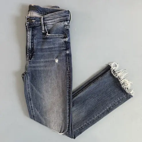 Mother The Mid Rise Dazzler Ankle Fray Weekend Warrior Jeans Blue Size 26