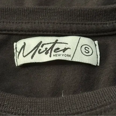 Mister New York Size S Black Contrast White Stitch Cotton Short Sleeve T