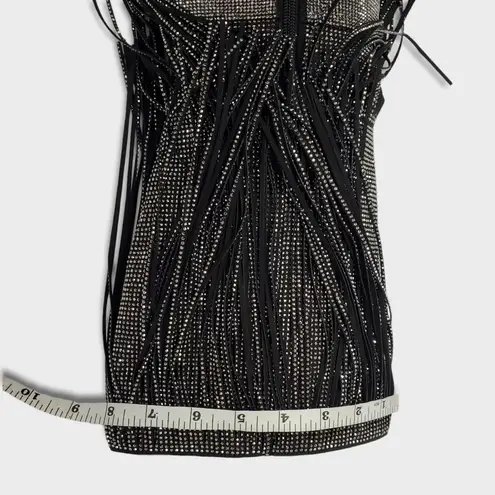 INC International Concepts Is Black and Silver Bling Fringe Heeled Boots Sz 7.5M