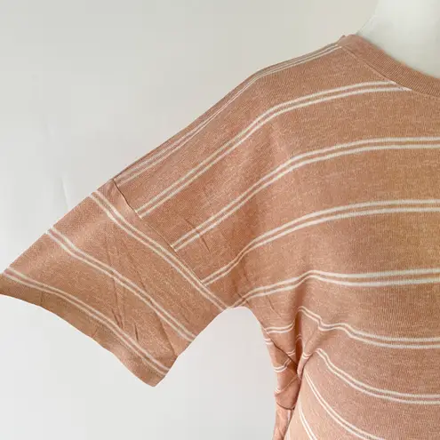 Lumière New Tie Back Ruffle Hem Short Sleeve Top Striped Knit Amber