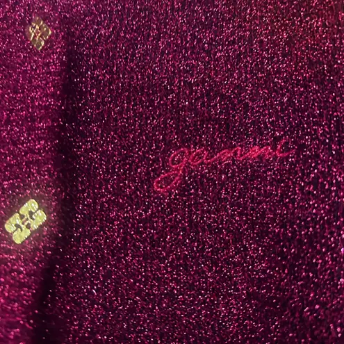 Ganni Red Tinsel Sparkle Knit Cardigan XS Holidays