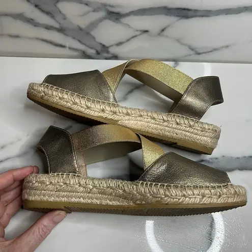 Kanna | Women's Gold Metallic Beachy Strappy Espadrille Sandal Sz 37 Sz 6.5