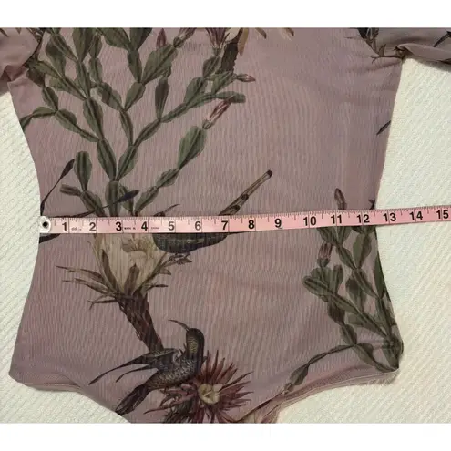 ALL SAINTS Nolina Elia Floral Botanical Print Long Sleeve Mesh Bodysuit Sz 0
