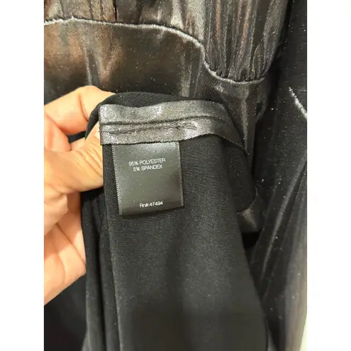 Norma Kamali Obie Split-Neck Lamé Midcalf Dress Metallic Bronze Womens Sze Small