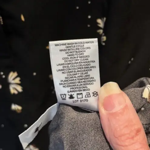 Hilary Radley 2XL Long Sleeve Blouse Black Brown Floral Dark Romantic Boho Vneck