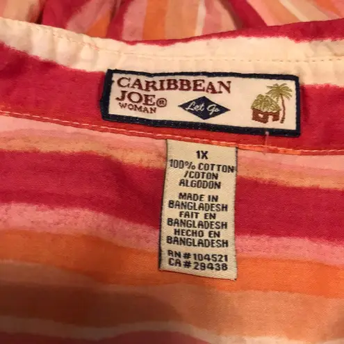 Caribbean Joe 🛍  Plus-size stripe button down