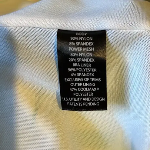 Shape Tek Green White Geometric Lines Racerback Tank Top Padded Shelf Bra Large