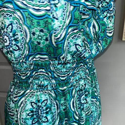 Faded Glory Blue and White Floral Boho‎ Maxi Dress Colorful Babydoll Whimsical Wedding