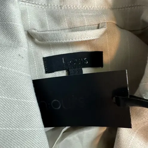 H:ours Gray Crop Tweed Blazer MEDIUM Bolero Padded Shoulder Revolve Designer NEW