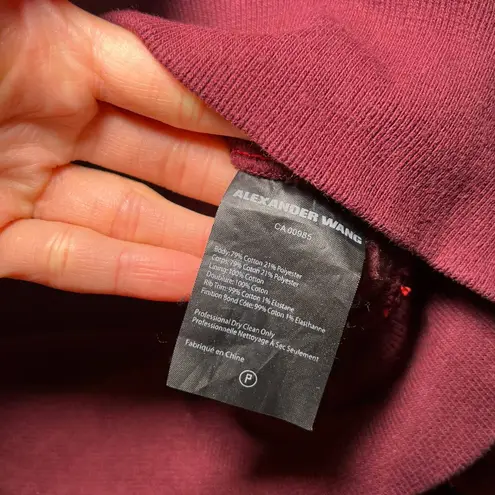 Alexander Wang Burgundy Oversized Cropped Vinyl Meltdown Sweatshirt