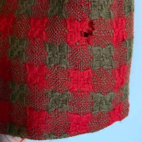 Vintage | Virgin Wool Cadillac Original Red Green Checked Midi Skirt Small