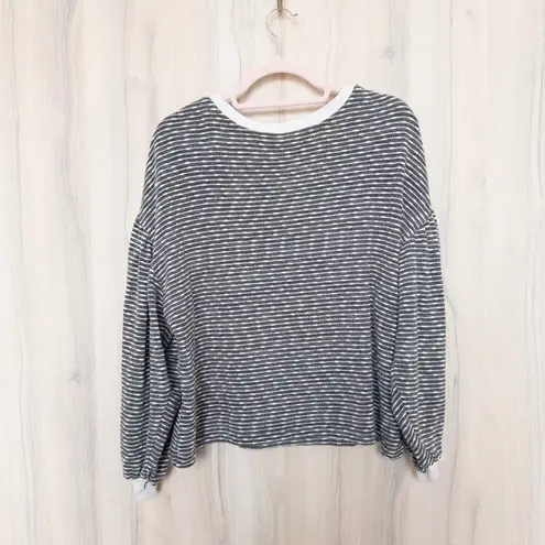 By Together Womens Striped Oversized Sweater Size S Gray Slouch Cozy Casual