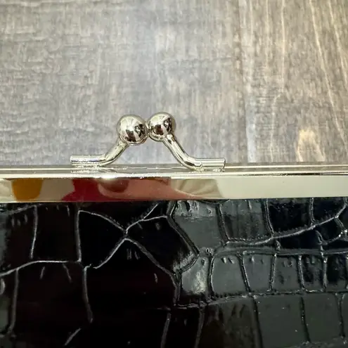 Black Faux Croc Wallet Clasp Frame | Accordion Card Slots | NWOT