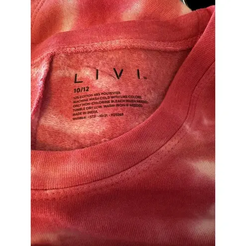 Lane Bryant Livi  Tie Dye Bright Pink White Sweatshirt Cinch Hem Soft Comfy 10/12