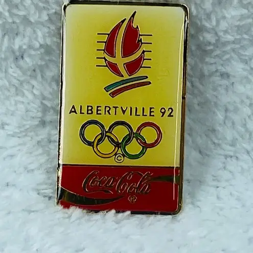 Coca-Cola Albertville France 1992 Winter Olympics Tie Tack Lapel Pin Vintage