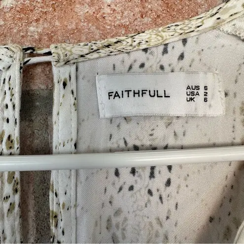 Faithfull the Brand Playsuit Romper Keyhole Open Back White Gold Print Women’s 2