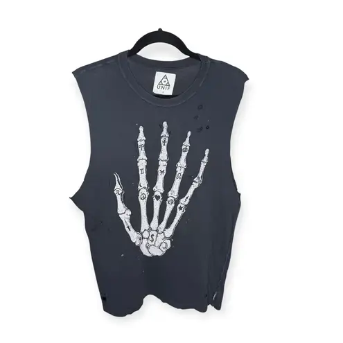 Unif Rare: š¤ Y2K Skeleton Skull Hand Muscle Tee Tank š¤ Vintage Black š¤ Small š¤