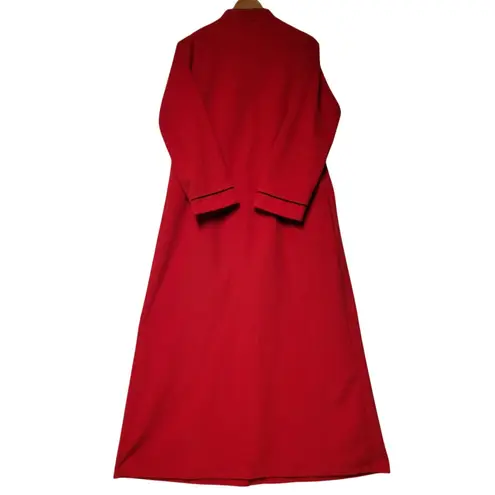 Vintage Fleece Housecoat Robe Loungewear Retro Red & Black Zip Up Women's M Size M