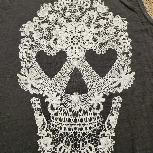 Fifth Sun Black/White Sugar Skull Muscle Tank, Women's S