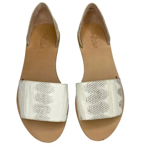 Loeffler Randall new ❁ Sawyer Snakeskin Flat Leather Sandals ❁ Gold Metallic 9.5