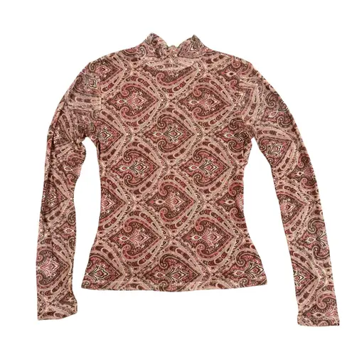 Ronny Kobo X RTR Mock Neck Mesh Top in Brown, Size S Brown