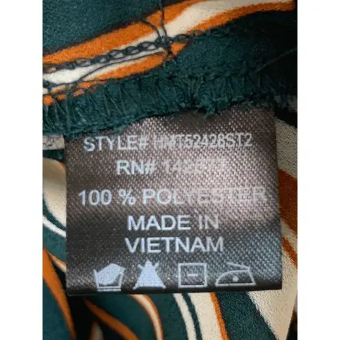 Haute Monde  Women's Blouse Puff Long Sleeve Smocked Cuff Pinstripes Green Small