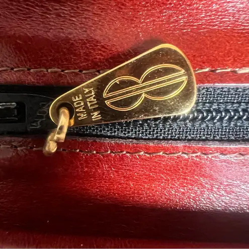 VTG Bosca Leather Hand Stained Italy Frame Wallet Clutch Checkbook Cognac NEW Brown