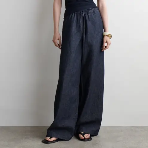 COS Wide Leg denim drawstring pant indigo organic cotton relaxed fit 6