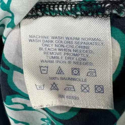 Lands End Tunic Dress Womens L Green Floral Split Kawaii Beach Swim Cover Up Size L