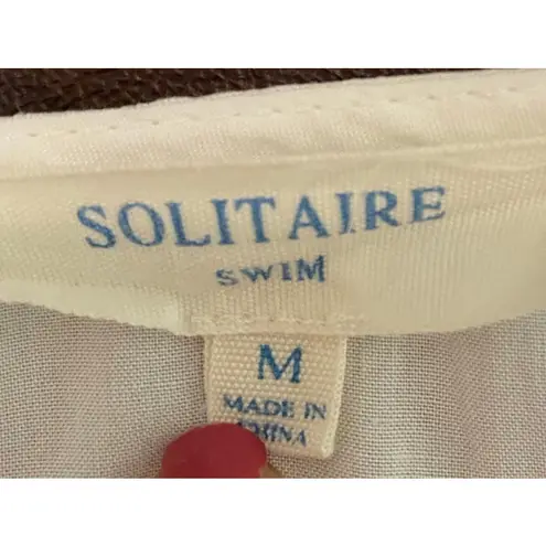 Solitaire Swim Solitaire Swim White Tunic Cover-Up Medium Lace V-Neck Embroidered Bell Sleeve